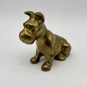 Brass Scottie Puppy Dog Figurine Statue Vintage 3.5” Home Decor Paperweight - Picture 1 of 9