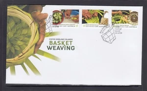 Islas Cocos 2018 - Juego de 3 diseño de tejido de cesta en FDC - artesanía práctica. - Imagen 1 de 1