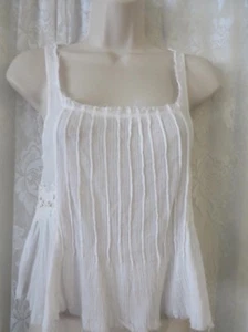 FREE PEOPLE BLOUSE MIDRIFF Guaze White Beachy Sheer Adorable XS - Picture 1 of 5