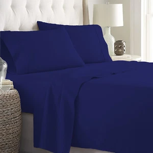 Colección de ropa de cama 1000TC 100 % algodón artículo seleccionado y talla EE. UU. azul marino liso - Imagen 1 de 14