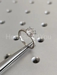 1ct Round Cut Moissanite Vintage-Inspired Engagement Ring 14k White Gold Plated - Picture 1 of 11