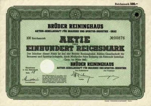 Brüder Reininghaus Brauerei 1942 Graz Puntigam Villach Eggenberg Steirerbrau 100 - Picture 1 of 1
