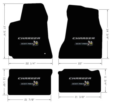 全新! 2011 - 2021 道奇挑战者黑色地毯脚垫双标志所有 4 个 — 第 1/4 张图片
