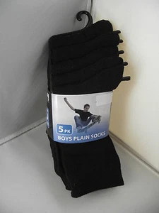 BNWT Boys 5 Pack Perfect Sports Black Crew Style Socks Sz 9 -12 Age 5-8 Years - Picture 1 of 1