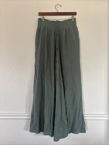 Umgee Size Large High Waist Wide Leg Pull-on Pants 100% Rayon Sage Green - NWOT - Picture 1 of 11