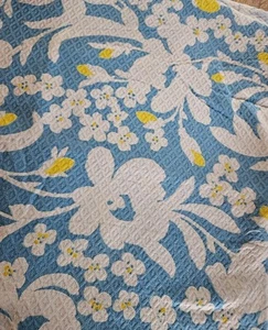 Floral Outdoor/ Upholstery Fabric - Blue, Yellow & White - 1.3+ yds - Picture 1 of 6
