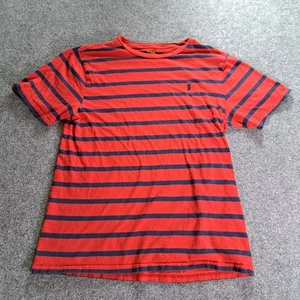 Polo Ralph Lauren T Shirt Youth XL 18/20 Red Blue Striped Crew Neck Short Sleeve - Picture 1 of 9