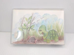 Vintage Grußkarte Maus Schildkröte See Notiz How Have You Been 10 Stück Handarbeit - Bild 1 von 4