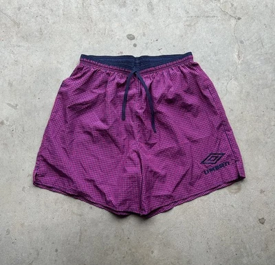 Pantalones Cortos de Fútbol A Cuadros Rayas Púrpura Umbro Años 90 De Colección Rayos XL Foto 1 de 4