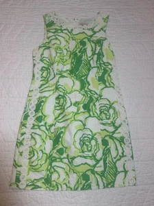 Lilly Pulitzer Green & White floral sleeveless Dress Size 4 embroidered resort - Picture 1 of 9