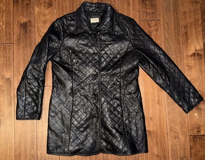 Neiman Marcus Exclusive Lamb Leather Quilted Black Jacket/Coat-Womens Size XL - Image 1 of 4