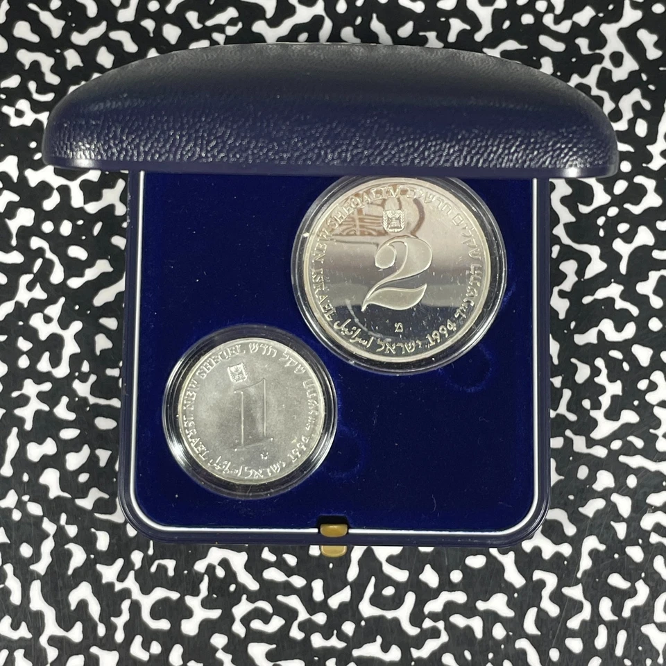 1994 Israel 2x Coin Proof Set Lot#B3099 Silver! With Case & C.O.A. - Image 1 of 4
