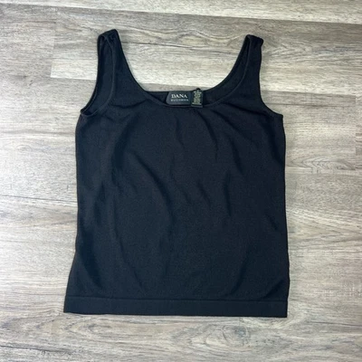 Camiseta sin mangas elástica DANA BUCHMAN talla mediana negra sin mangas cuello redondo Foto 1 de 4