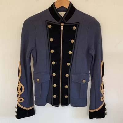 Chaqueta Denim & Supply Ralph Lauren Mujer M Azul Negro Dorado Banda Militar Preppy Foto 1 de 4