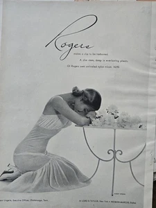1951 Damen Rogers Nylon Trikot Plissee Slip Dessous Vintage Werbung - Bild 1 von 1