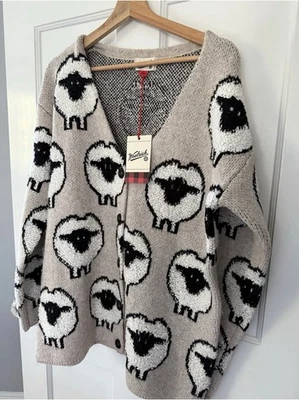 Woolrich Target Sheep Print Relaxed Cardigan Taupe Sz XL SOLD OUT FAST SHIPPING - Image 1 of 4