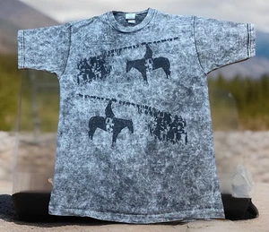 Way Out West WOW Vintage Native American T-Shirt Large 90’s Cowboy Horses 1991 - Picture 1 of 9