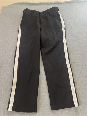 Elbeco Pants Mens 34 R Navy Blue Uniform Pants W/ White Stripe Sewn On Pants - Image 1 of 4