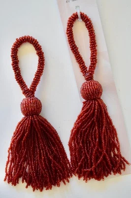 (2) 7.25"L BORLAS VIDRIO Cuentas Opulencia Decoración Hogar Muebles CONSO ROJO/NARANJA Foto 1 de 4