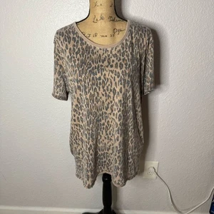 Free People Leopardenmuster Distressed Top Gr. M Oversize Kurzarm Grunge - Bild 1 von 9