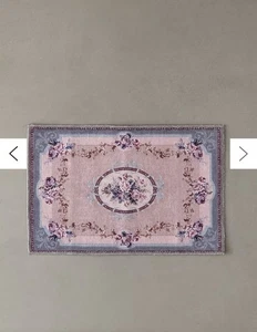 Urban Outfitters Antoinette Floral Rug Pink & Lavender Roses Blue Ribbon 2x3 NEW - Picture 1 of 4