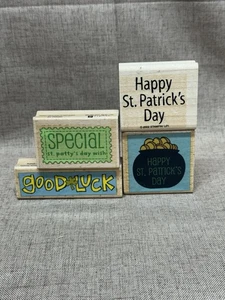 4 St. Patrick’s Day Holzstempel - Topf mit Glück, Glück - Bild 1 von 5