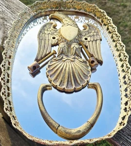 Vintage Harvin Solid Brass Eagle Door Knocker Ornate Large 8 1/2" 5 1/2" - Picture 1 of 9