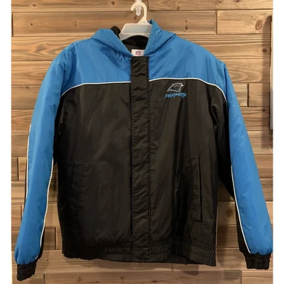 NFL CAROLINA PANTHERS Abrigo Chaqueta con Capucha Invierno Puffer Cremallera Completa Para Hombre Talla XL Foto 1 de 4