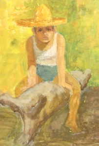 Vintage realist gouache painting landscape - Picture 1 of 11