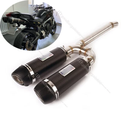 Silenciadores 51 mm tubo de escape motocicleta saída dupla tubo médio para Yamaha FZ6 FZ6N/S - Imagem 1 de 4