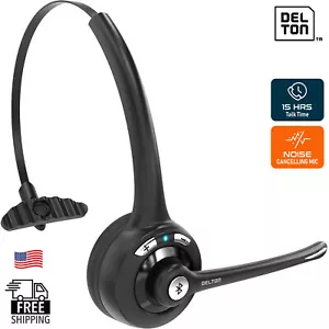 Delton 10X Cuffie per computer mono Bluetooth con cancellazione del rumore wireless - Nero - Foto 1 di 9