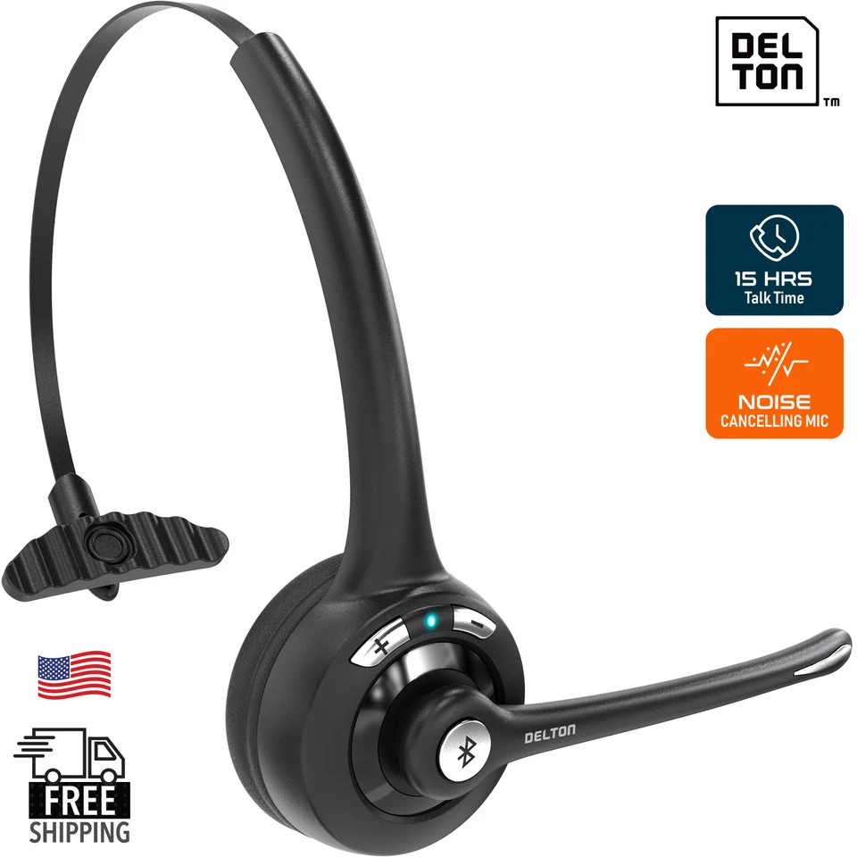 Delton 10X Wireless Noise Canceling Bluetooth Mono Computer Headset - Black - Image 1 of 4