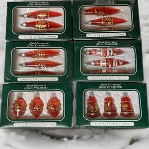 Ornamenti in vetro rosso decorati a mano da artigiani europei Romania lotto 6 scatole - Foto 1 di 18