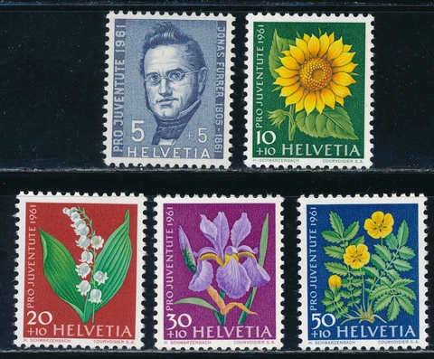 Switzerland - Flowers Stamps Set MNH 1961 (B308-12) Cover