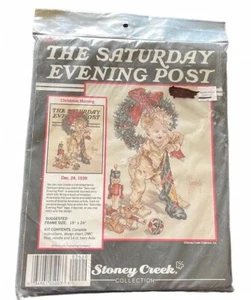 De Colección STONEY CREEK Sábado Noche Post ~ Kit de Punto de Cruz Mañana de Navidad ~ Nuevo en Paquete - Imagen 1 de 3