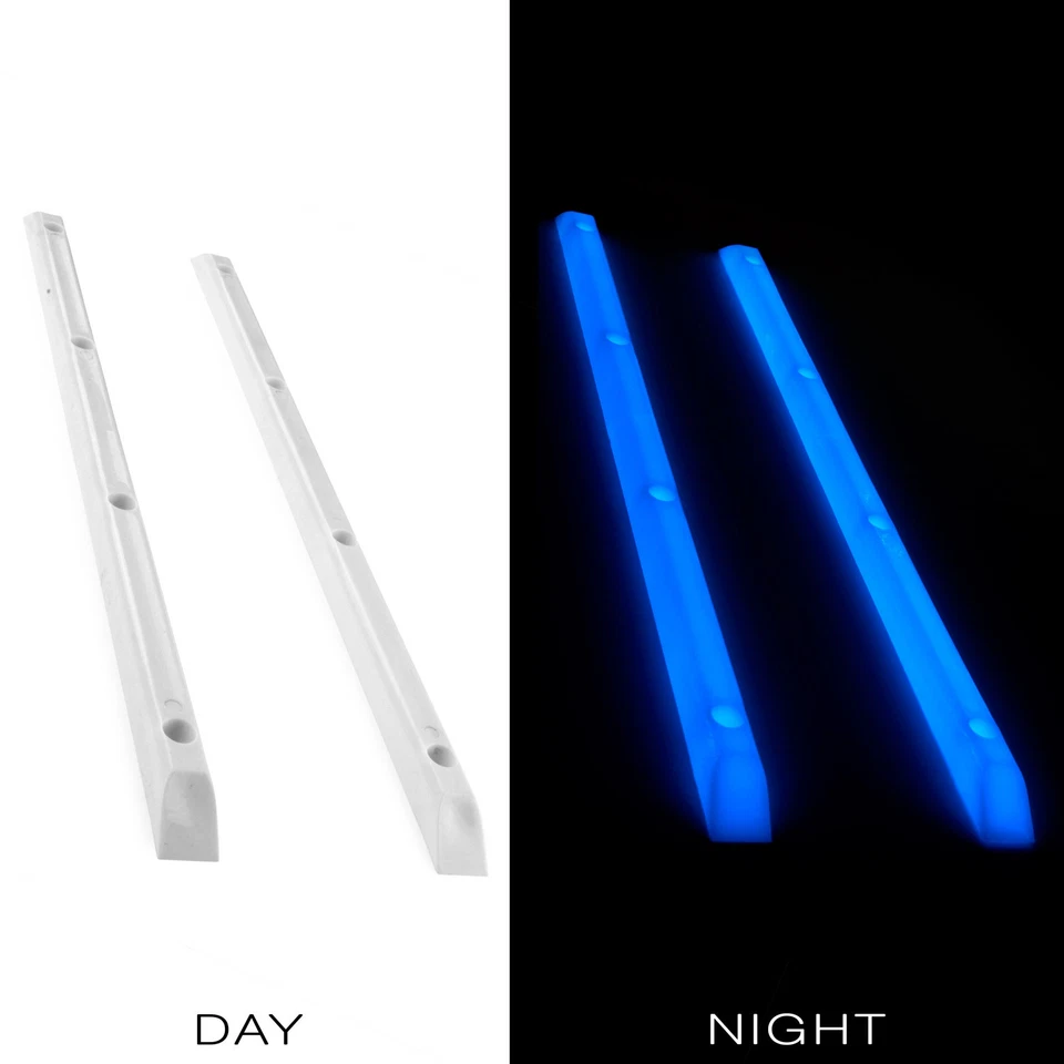 Yocaher Skateboard / longboard Rails Ribs Bones 14.5" Glow Blue and neon colors