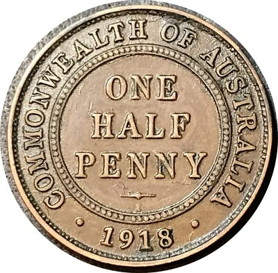 Australia 1918 I Calcutta • half penny • KM# 22 • VF high grade • (DS-9305) - Image 1 of 2