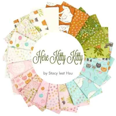 MODA BRAND NEW Hey Kitty Kitty Charm Pack 42 x 5 inch by  5 inch Squares - Image 1 of 3