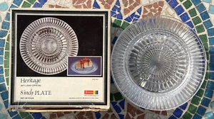 4 Fostoria HERITAGE 8" Plate Clear 24% Lead Crystal Vintage Elegant Set Four EUC - Picture 1 of 8