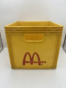 Vintage McDonalds Plastic Milk Crate Yellow With Red Lettering Rare