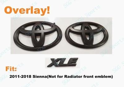 3 шт. матовых черных передних задних эмблем с логотипом Toyota XLE OVERLAY подходят для Sienna 2011–2018 годов - Изображение 1 из 4