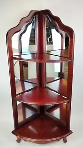 Free Standing Mirrored Corner Shelf 3 Tier 42" Display Curio Etagere Mahogany - Picture 1 of 7
