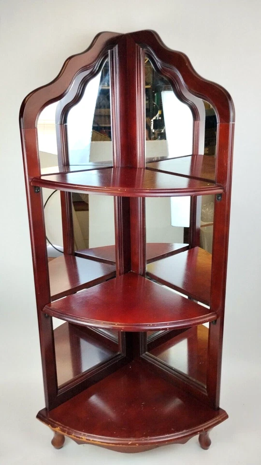 Estante Esquinero Espejado Independiente 3 Niveles 42" Exhibición Curio Etagere Caoba Foto 1 de 4