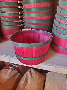 Full sleeve (12 baskets) of Red/Green Wooden Apple Peck Baskets