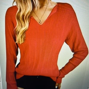 Womens XL Sweater Fall Casual Knitted Dark Pink Loose Tunic Pullover Ribbed Soft - Picture 1 of 12