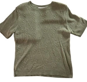 Alfred Dunner Womens Sweater Green Short Sleeve Casual Pullover Size Petite Sm - Picture 1 of 4