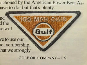 Lubricantes de combustible Gulf Oil Company 150 MPH Club APBA regata anuncio impreso vintage 1972 - Imagen 1 de 5