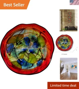 Hankley mundgeblasene Kunst Glas Wanddekoration 16 Zoll bunte Wirbelplatte Zuhause - Bild 1 von 6