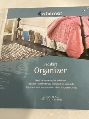 Whitmor Falda de Cama Organizador 16 Bolsillos de Almacenamiento Transparentes Se Adapta Doble a King 8 por Lado Foto 1 de 4