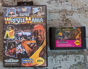 Sega Genesis WWF Super WrestleMania Cartridge & Case No Manual cleaned & tested 